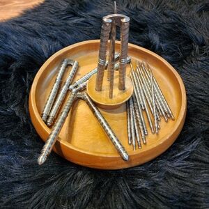 Vintage HMQ Henry Marcus Quackenbush Silver Toned Nutcracker and Picks Set of 20